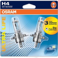 Автолампа галогенная OSRAM H4 ULTRA LIFE 12V 60/55W (2шт.)